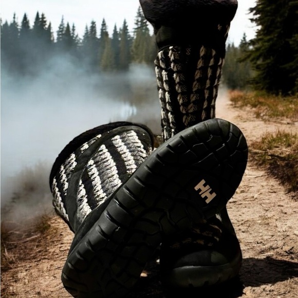 Helly Hansen Women’s Black and White Check knit and Suede Winter Boots. - Picture 6 of 8